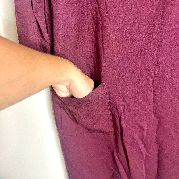 PureJill Affinity French Terry Plum Purple Shift Dress Front Pockets Sz Large - Picture 3 of 5
